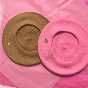 Pink and Brown Beret Set | Little Charm beret | Wool Berets Parisienne Bougie